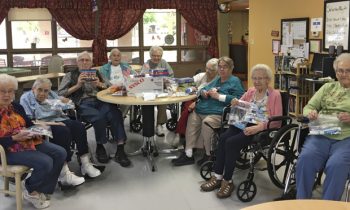 Slayton Rehabilitation and Health Care Center residents made care packages for the soldiers