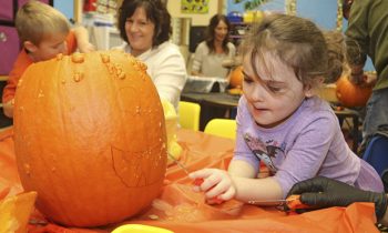 Murray County Central Kindergarten and Little Rebels carve pumpkins for Halloween